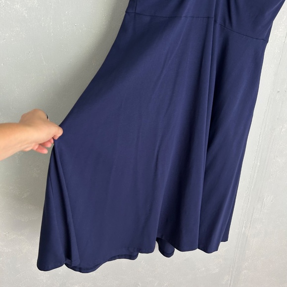 Pact size L midi dress halter sleeveless v-neck fit & flare navy organic cotton - Picture 8 of 11